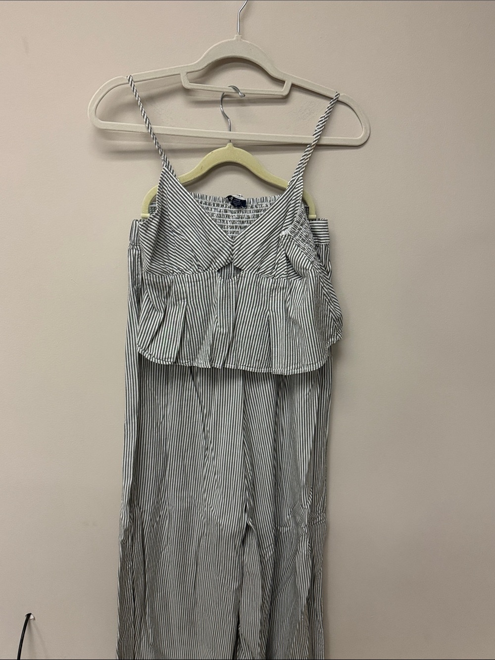 American Eagle Outfitters Black and White Striped Peplum Cami
